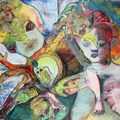 angedeutete Gesichter in bunten Farben gemalt