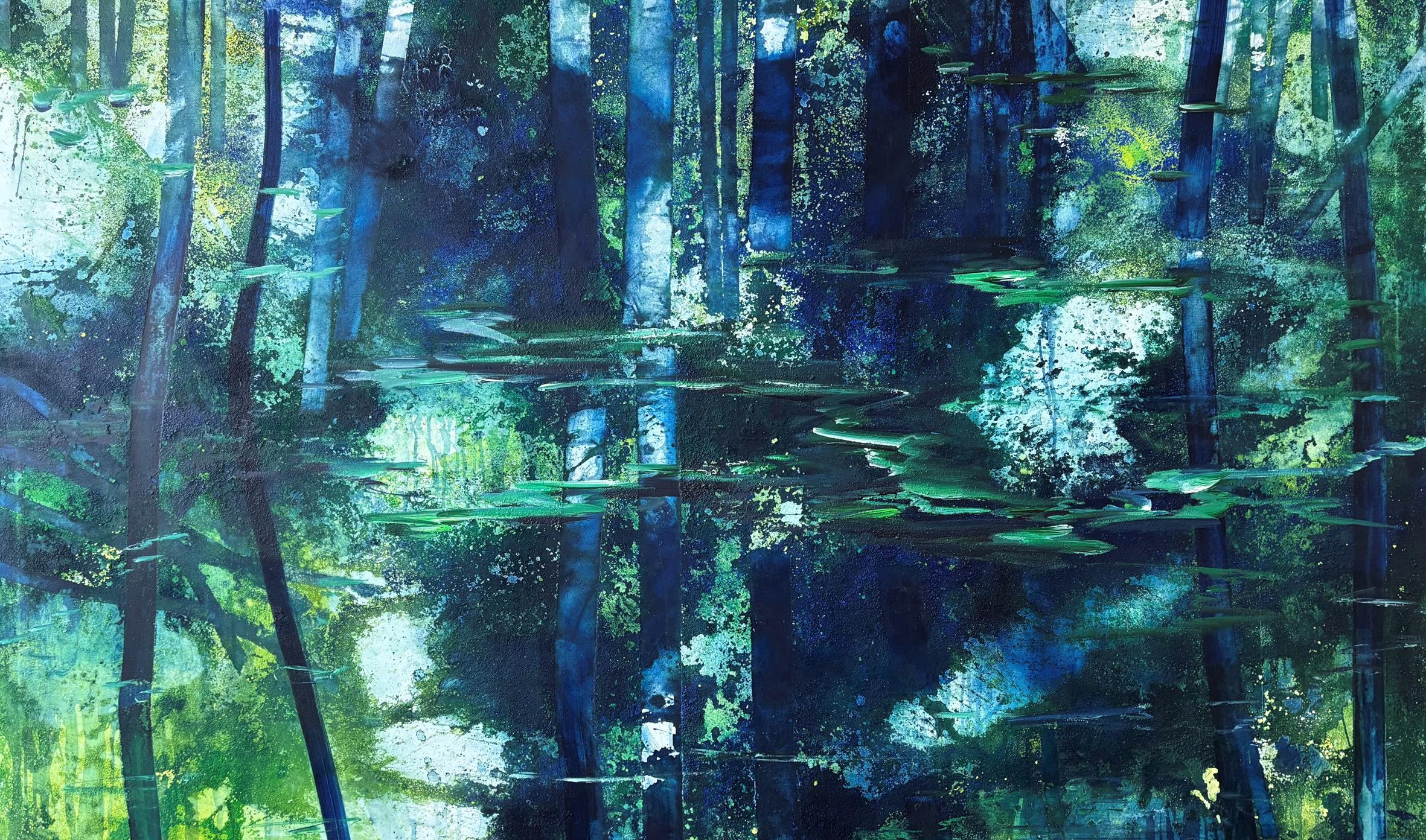 Gemälde in Blau- und Grüntönen