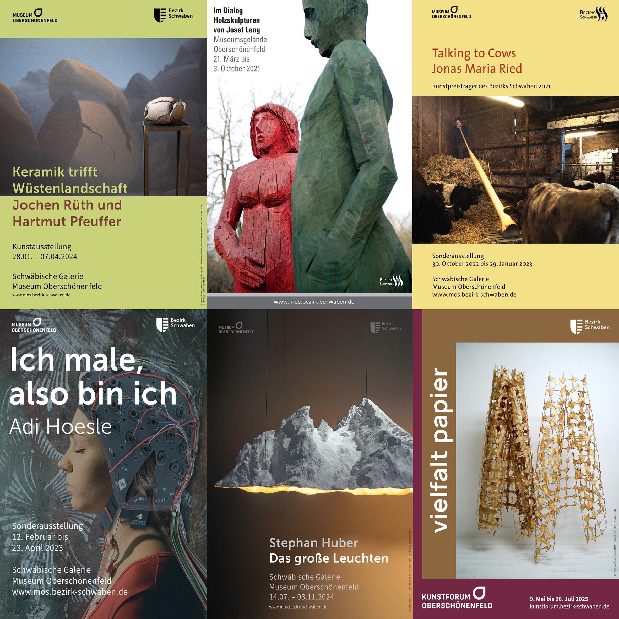 Collage aus 6 Ausstellungsplakaten