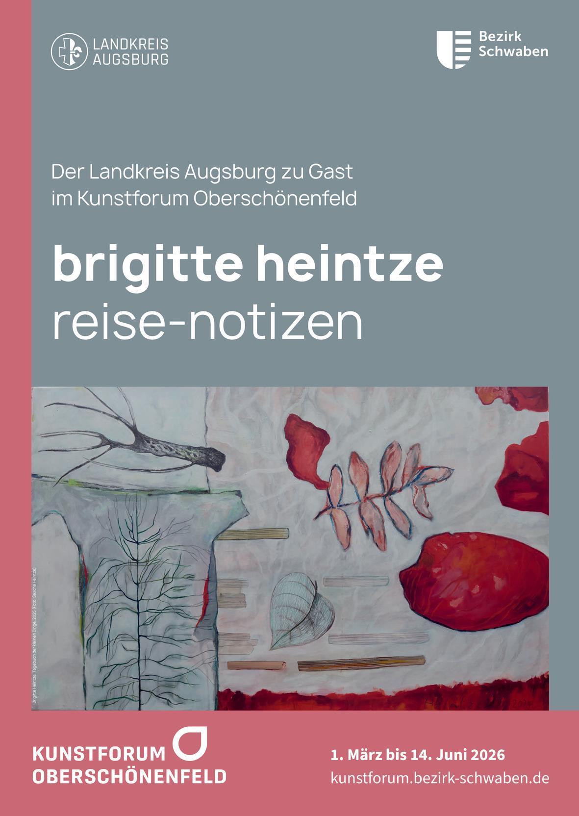 Ausstellungsplakat in Grau- und Rosa-Tönen