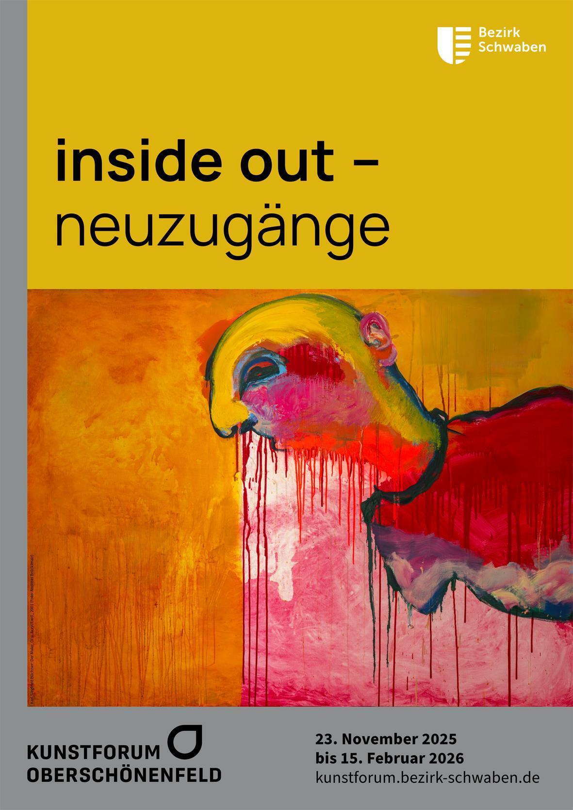 Ausstellungsplakat in Orange- und Rot-Tönen