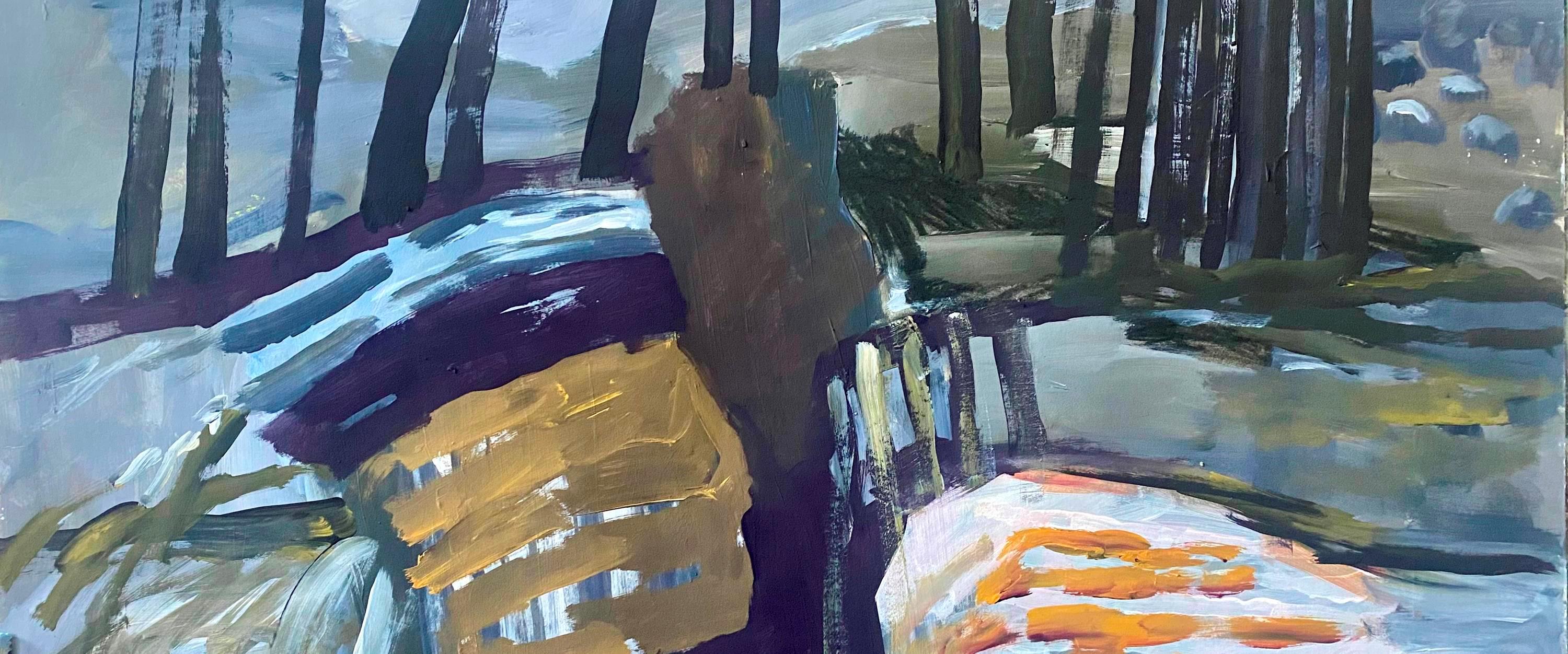 abstrahierte Landschaft in kräftigen Farben