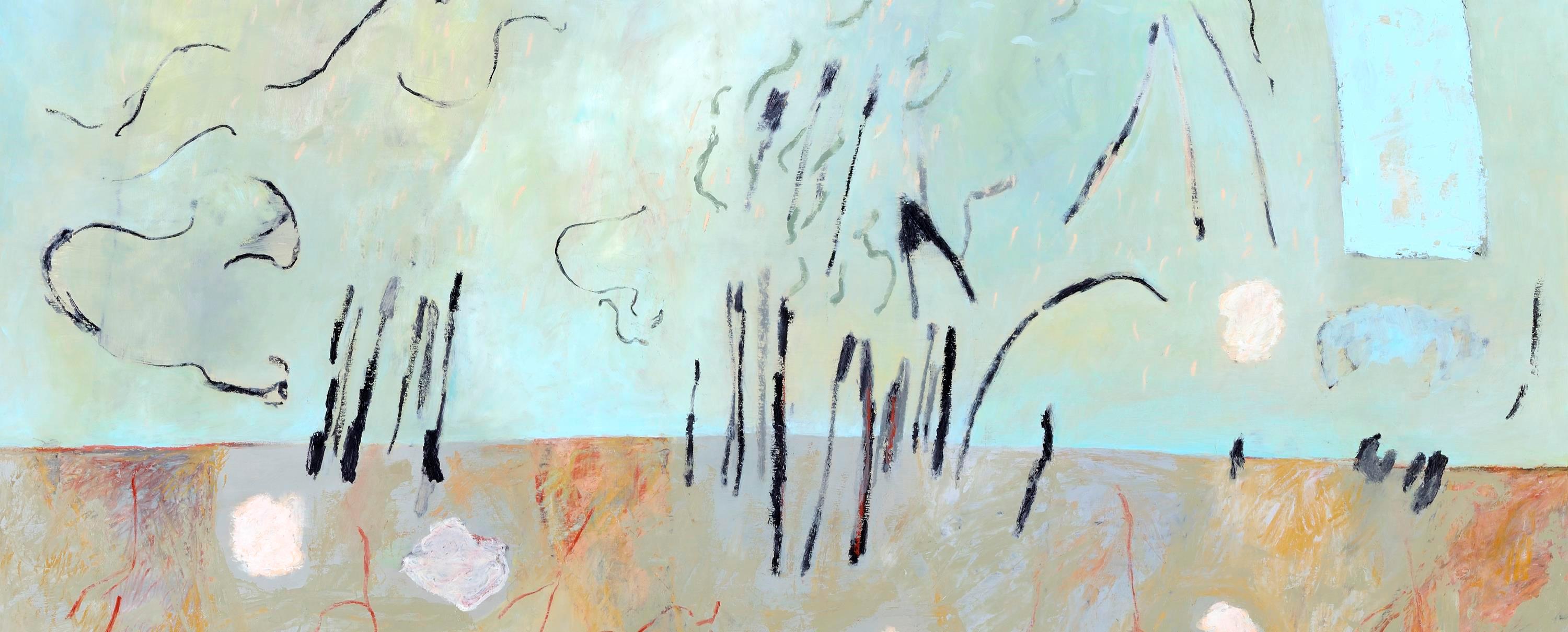 abstrahierte Landschaft in hellen Pastelltönen