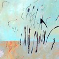 abstrahierte Landschaft in hellen Pastelltönen