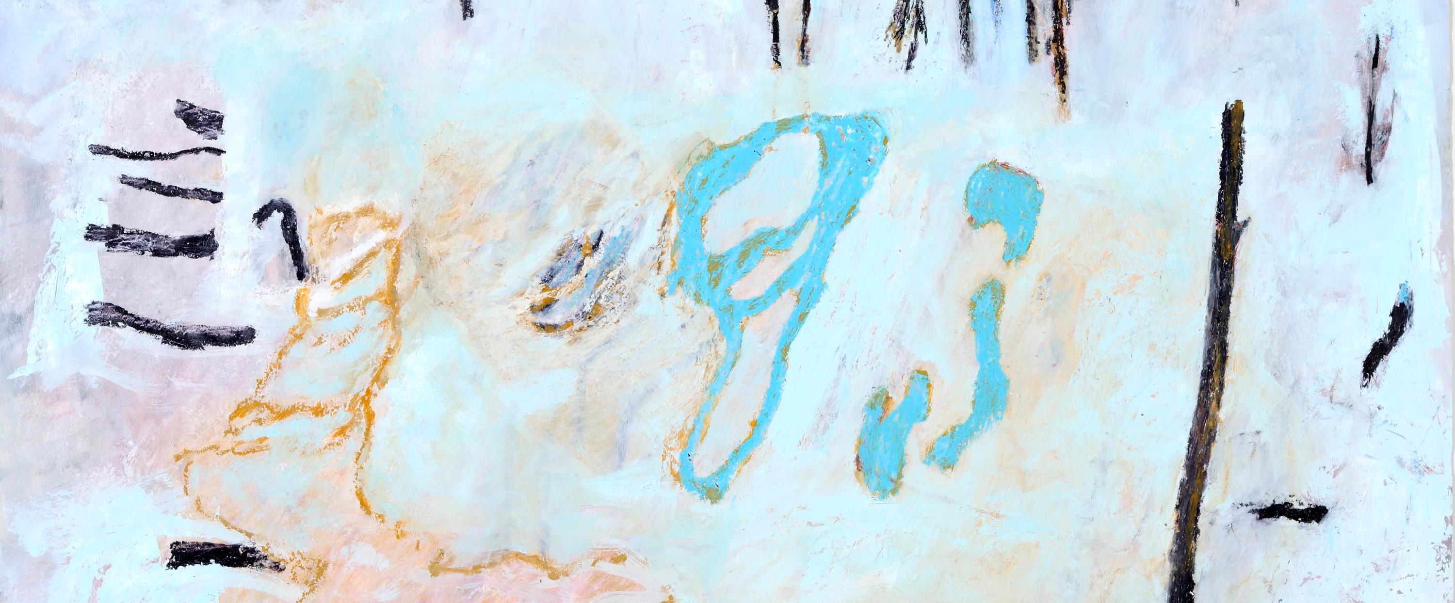 abstrahierte Landschaft in hellen Pastelltönen