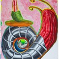 Bunte rundliche Flächen als Schnecke geformt