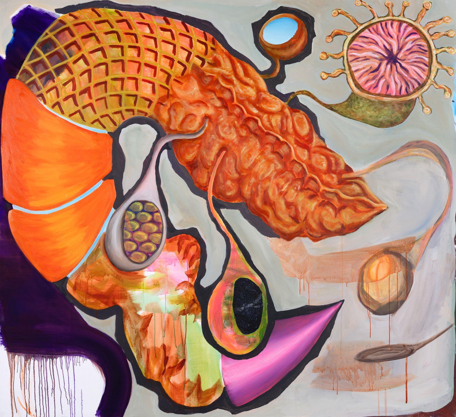 Garnele, 2026, Öl- und Acrylfarbe auf Baumwolle, 200x220 cm - Foto: Valentin Wedde