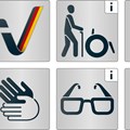 Barrierefreiheit geprüft: Logo mit Piktogrammen Barrierefreiheit geprüft: Logo mit Piktogrammen